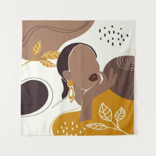 Afrikaanse Amerikaanse kunst, Leaf Girl Print, zwa Wandkleed