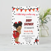 Afrikaanse Amerikaanse ladybug-uitnodiging Feestdagenkaart (Staand voorkant)