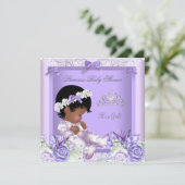 Afrikaanse Amerikaanse lavender Gray Baby shower G Kaart (Staand voorkant)