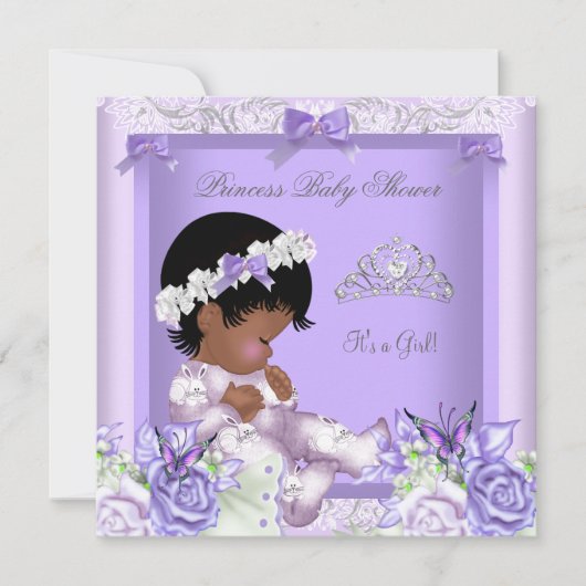 Afrikaanse Amerikaanse lavender Gray Baby shower G Kaart (Voorkant)