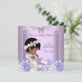 Afrikaanse Amerikaanse lavender Gray Baby shower G Kaart (Staand voorkant)