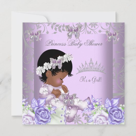 Afrikaanse Amerikaanse lavender Gray Baby shower G Kaart (Voorkant)