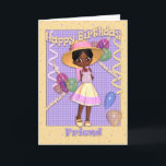 Afrikaanse Amerikaanse "Little Girl Friend Birthda Kaart<br><div class="desc">Afrikaanse Amerikaanse "Little Girl Friend Birthday"</div>