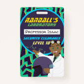 Afrikaanse Amerikaanse Mad Scientist Boy Birthday Badge (Voorkant)