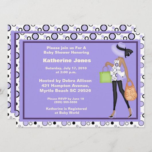 Afrikaanse Amerikaanse mam om Baby shower uit te n Kaart (Voorkant / Achterkant)