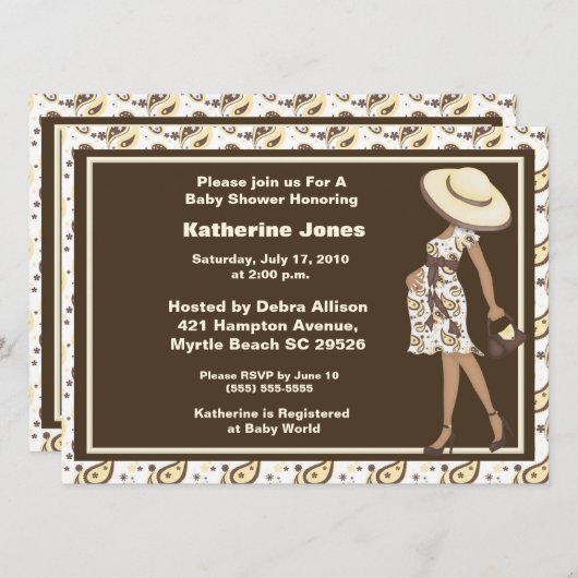 Afrikaanse Amerikaanse mam om Baby shower uit te n Kaart (Voorkant / Achterkant)