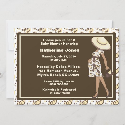 Afrikaanse Amerikaanse mam om Baby shower uit te n Kaart (Voorkant)