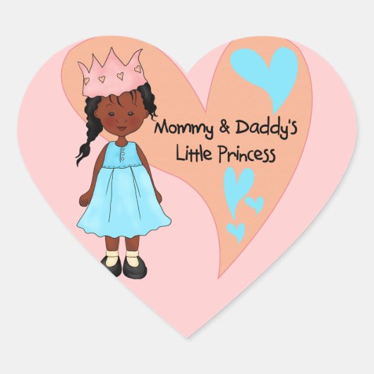 Afrikaanse Amerikaanse mama en papa's prinses Hart Sticker (Voorkant)