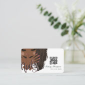 Afrikaanse Amerikaanse Manicurist Beauty QR-code Visitekaartje (Staand voorkant)