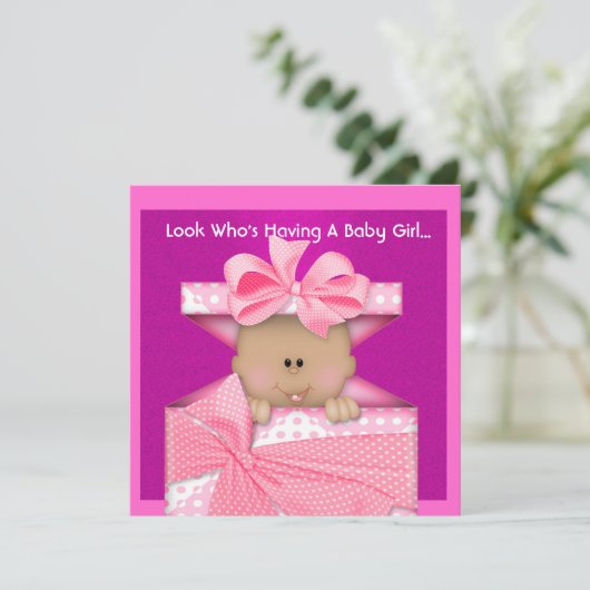 AFRIKAANSE AMERIKAANSE MEISJES BABY SHOWER INVITAT KAART (Staand voorkant)