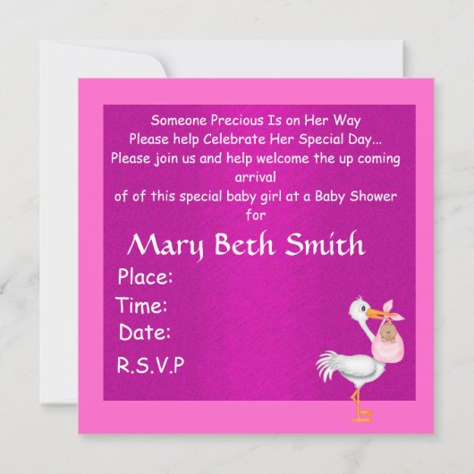 AFRIKAANSE AMERIKAANSE MEISJES BABY SHOWER INVITAT KAART (Achterkant)