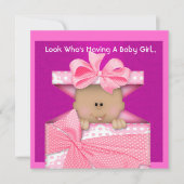 AFRIKAANSE AMERIKAANSE MEISJES BABY SHOWER INVITAT KAART (Voorkant)