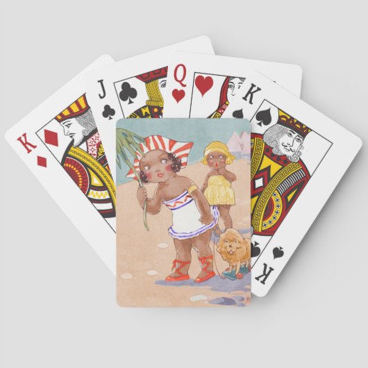 -Afrikaanse Amerikaanse meisjes op strand Pokerkaarten (Achterkant)
