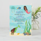 Afrikaanse Amerikaanse mermaïde Birthday Partij Kaart (Staand voorkant)