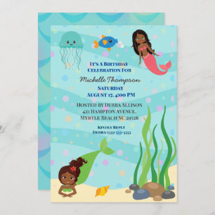 Afrikaanse Amerikaanse mermaïde Birthday Partij Kaart