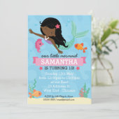 Afrikaanse Amerikaanse mermaïde Birthday Partij Kaart (Staand voorkant)