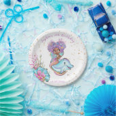 Afrikaanse Amerikaanse mermaïde Birthday Partij Papieren Bordje (Feest)