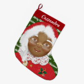 Afrikaanse Amerikaanse mevrouw Claus Girl kerstfee Grote Kerstsok (Voorkant (Hangend))