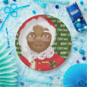 Afrikaanse Amerikaanse mevrouw Claus kerstfeestdag Papieren Bordje (Feest)