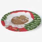 Afrikaanse Amerikaanse mevrouw Claus kerstfeestdag Papieren Bordje (Gekanteld)