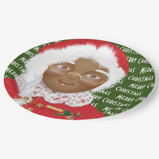 Afrikaanse Amerikaanse mevrouw Claus kerstfeestdag Papieren Bordje (Gekanteld)