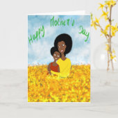 Afrikaanse Amerikaanse Moederdag Kaart (Gele Bloem)