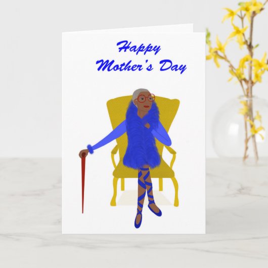 Afrikaanse Amerikaanse Moederdag Kaart (Gele Bloem)