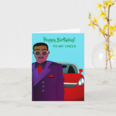 Afrikaanse Amerikaanse oom Suit, Stropdas, Birthda Kaart (Gele Bloem)
