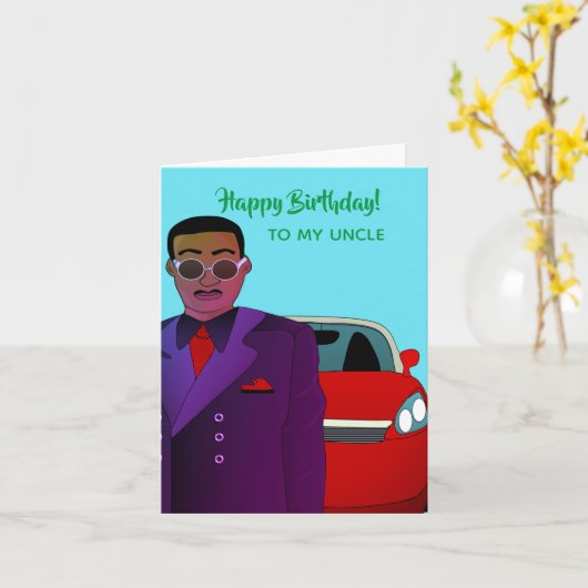 Afrikaanse Amerikaanse oom Suit, Stropdas, Birthda Kaart (Gele Bloem)