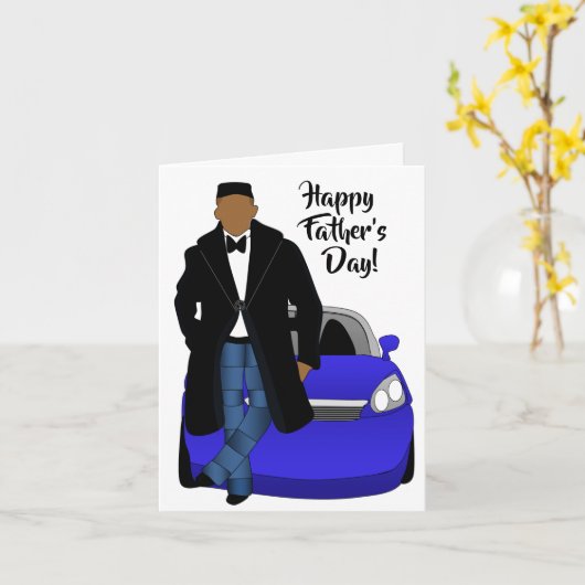 Afrikaanse Amerikaanse Papa Black Coat & Stropdas  Kaart (Gele Bloem)