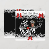 Afrikaanse Amerikaanse paren Baby shower Girl Zebr Kaart (Voorkant / Achterkant)