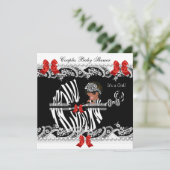 Afrikaanse Amerikaanse paren Baby shower Girl Zebr Kaart (Staand voorkant)