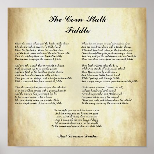 Afrikaanse Amerikaanse poëzie de Corn-Stalk Fiddle Poster (Voorkant)
