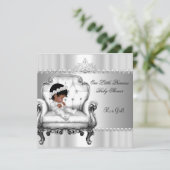 Afrikaanse Amerikaanse prinses Baby shower Girl Kaart (Staand voorkant)