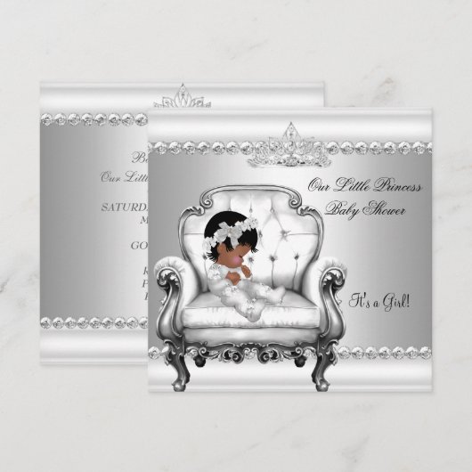 Afrikaanse Amerikaanse prinses Baby shower Girl Kaart (Voorkant / Achterkant)