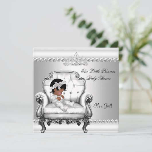 Afrikaanse Amerikaanse prinses Baby shower Girl Kaart (Staand voorkant)