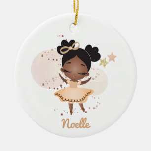 Afrikaanse Amerikaanse prinses Ballerina met Bow Keramisch Ornament