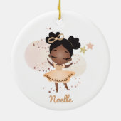 Afrikaanse Amerikaanse prinses Ballerina met Bow Keramisch Ornament (Achterkant)