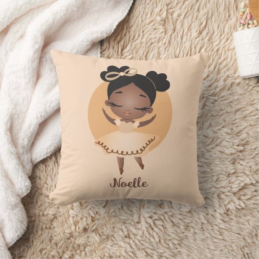 Afrikaanse Amerikaanse prinses Ballerina met Bow Kussen (Deken)