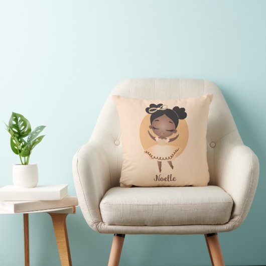 Afrikaanse Amerikaanse prinses Ballerina met Bow Kussen (Stoel)