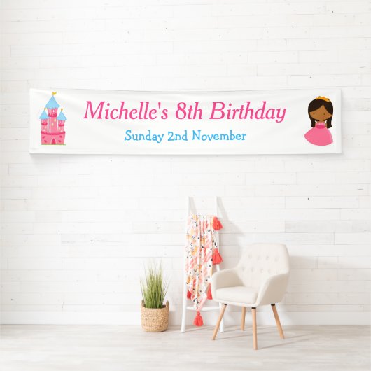 Afrikaanse Amerikaanse prinses en Dragon Birthday Spandoek (Insitu)