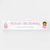 Afrikaanse Amerikaanse prinses en Dragon Birthday Spandoek (Horizontaal)