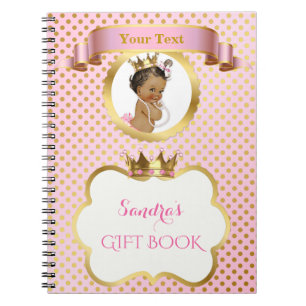 Afrikaanse Amerikaanse prinses Pink Gold Gift Gues Notitieboek