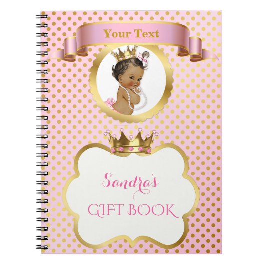 Afrikaanse Amerikaanse prinses Pink Gold Gift Gues Notitieboek (Voorkant)