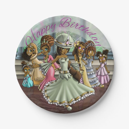 Afrikaanse Amerikaanse prinsessen Birthday Papieren Bordje (Voorkant)