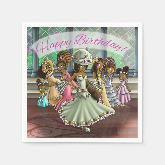 Afrikaanse Amerikaanse prinsessen Birthday Servetten (Voorkant)