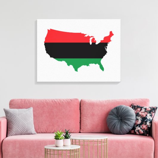 Afrikaanse Amerikaanse _ Rode, zwarte en groene kl Canvas Afdruk (Insitu (Woonkamer))