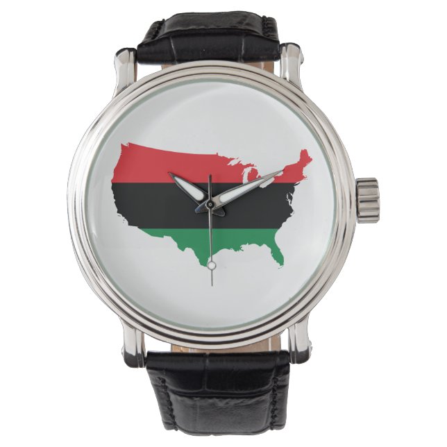 Afrikaanse Amerikaanse _ Rode, zwarte en groene kl Horloge (Voorkant)