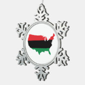 Afrikaanse Amerikaanse _ Rode, zwarte en groene kl Tin Sneeuwvlok Ornament (Rechts)