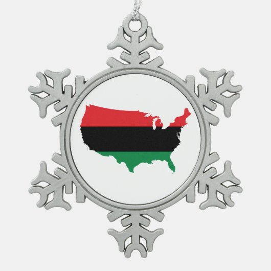 Afrikaanse Amerikaanse _ Rode, zwarte en groene kl Tin Sneeuwvlok Ornament (Voorkant)